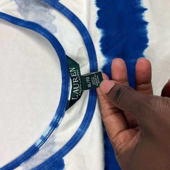 Lauren Ralph Lauren Maxi Tank Dress Tie Dye Sleeveless Beachy Resortwear XL NEW - Picture 9 of 13